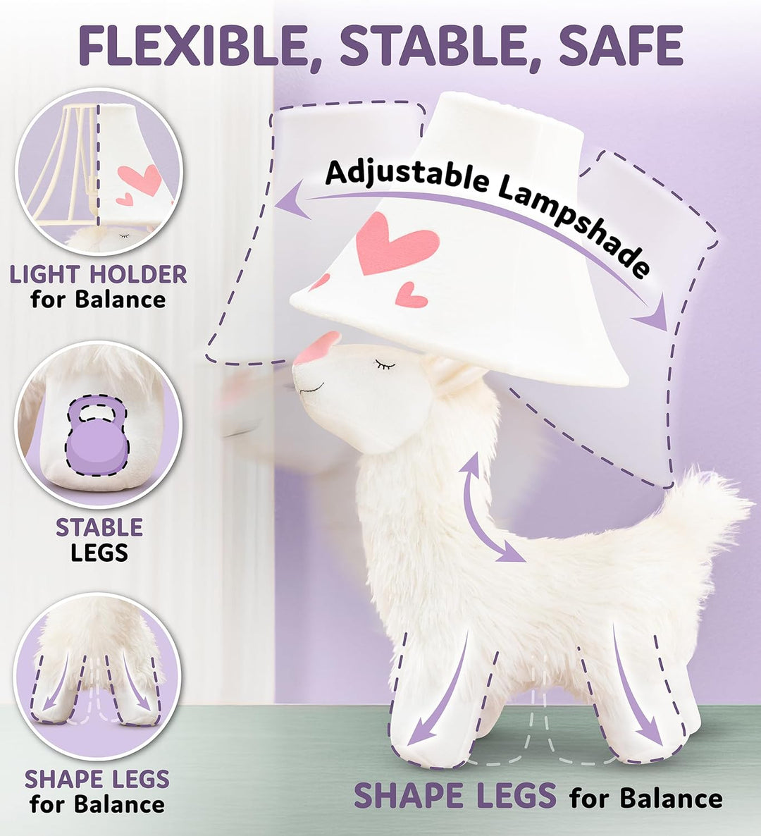 🦙 Alpaca Lamp for Kids’ Room, Kids Lamp for Girls Bedroom — Cute Birthday Gift