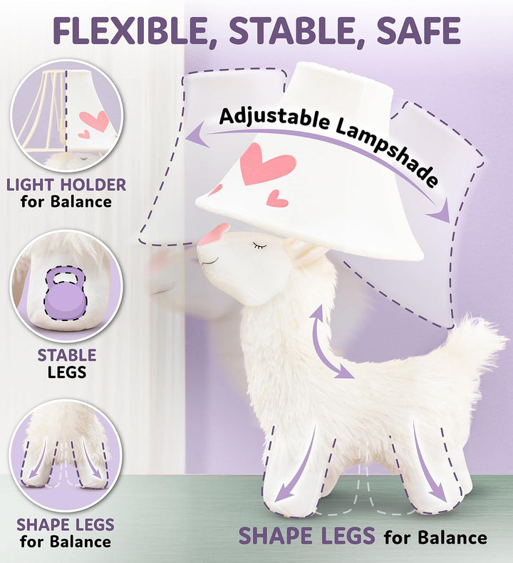 🦙 Alpaca Lamp for Kids’ Room, Kids Lamp for Girls Bedroom — Cute Birthday Gift