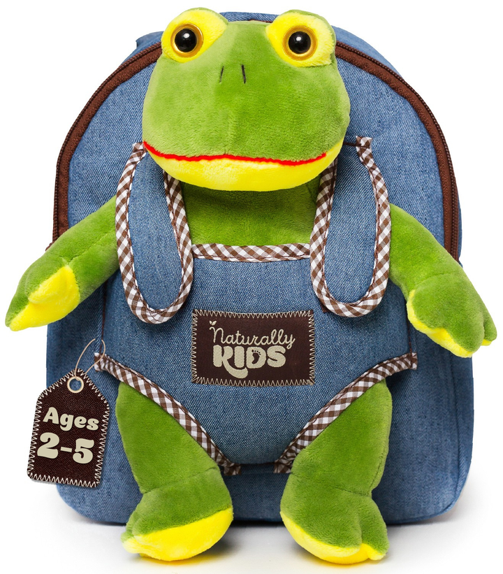🐸 Toddler Backpack with Plush Frog Stuffed Toy — SMALL Preschool