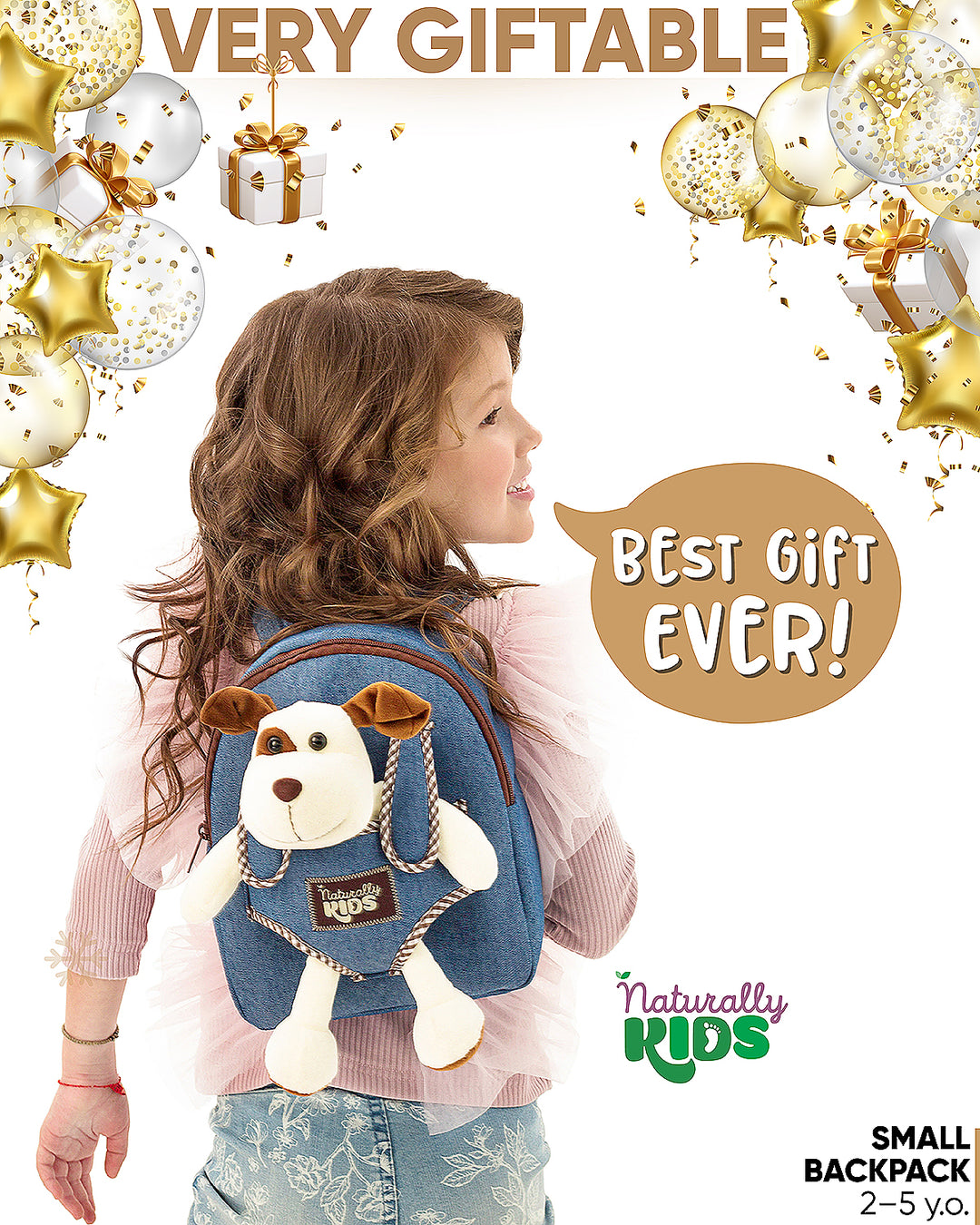 🐶 Toddler Backpack with Plush Dog Stuffed Puppy Toy — SMALL Preschool