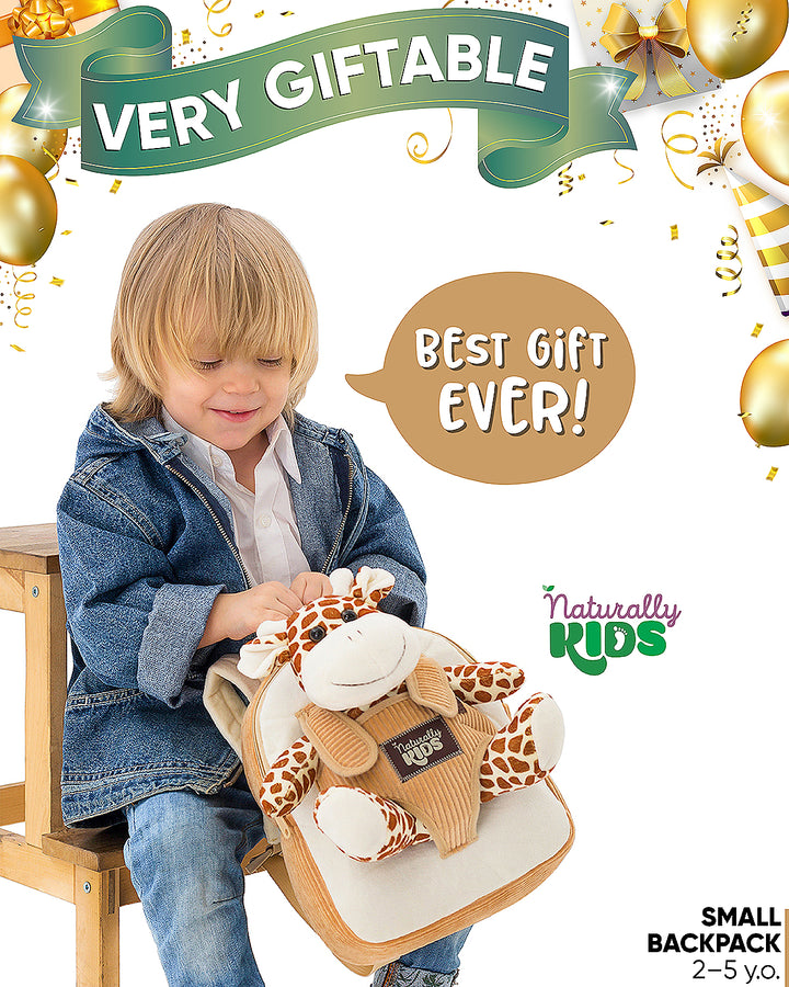 🦒 Giraffe Corduroy Backpack — Toddler Backpack Boys &amp; Girls by Naturally KIDS