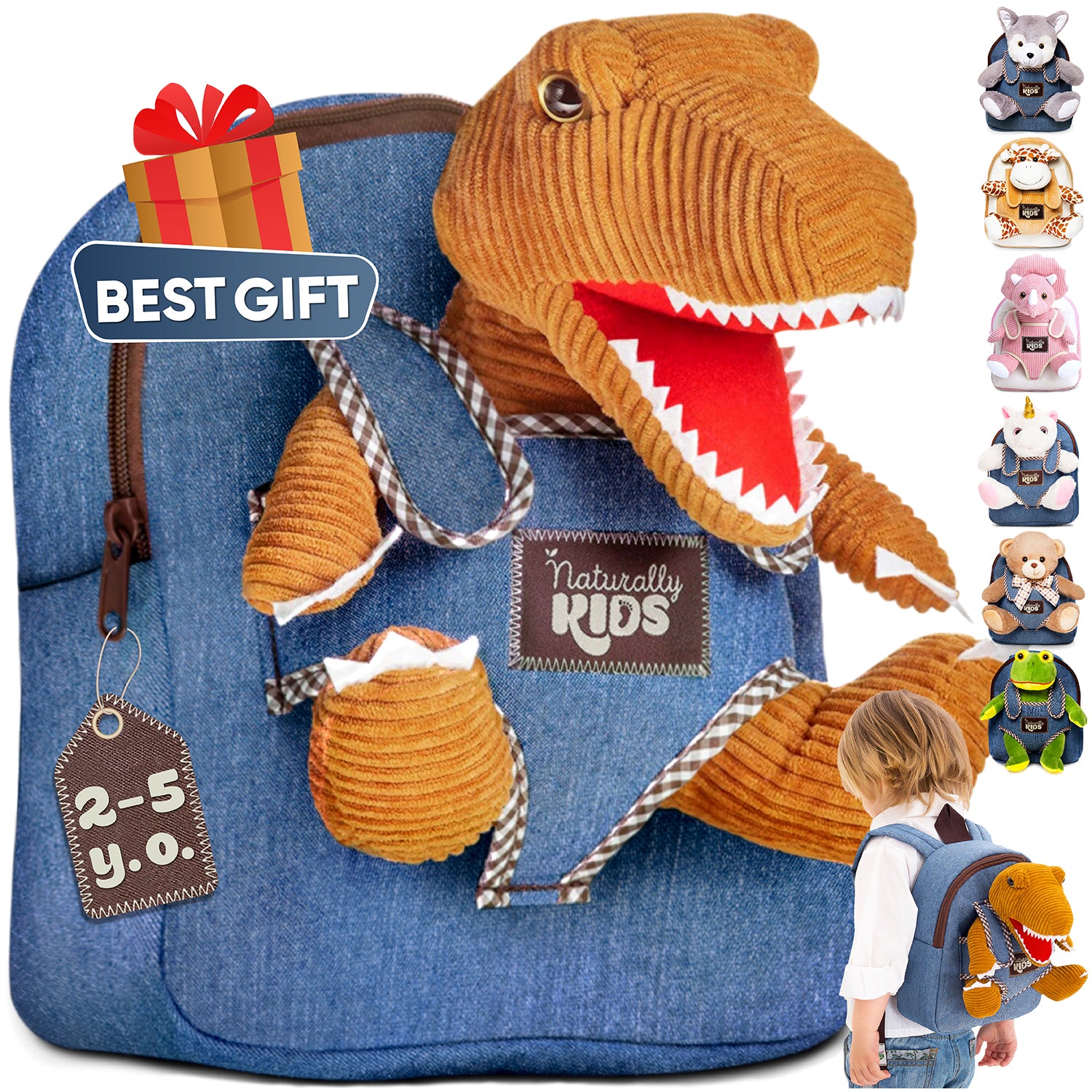 🦖 Toddler Backpack w Dinosaur Toys for Kids 3-5, Year Old Boy