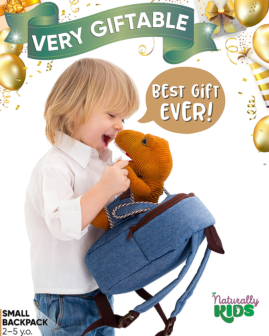 🦖 Toddler Backpack w. Plush Dinosaur Toy — Dinosaur Backpack for Kids 3-5
