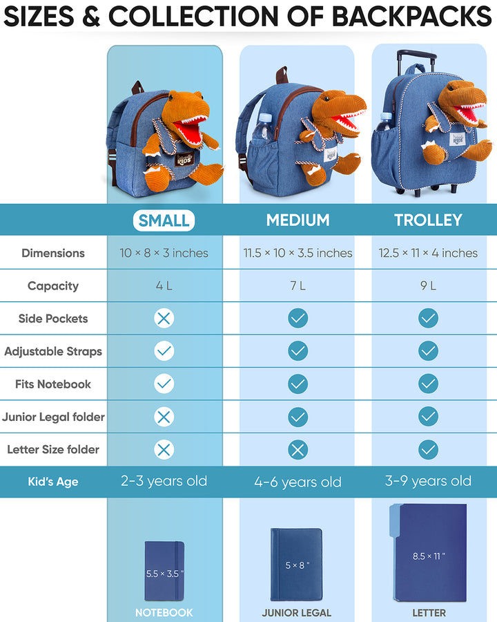 🦖 Toddler Backpack w. Plush Dinosaur Toy — Dinosaur Backpack for Kids 3-5