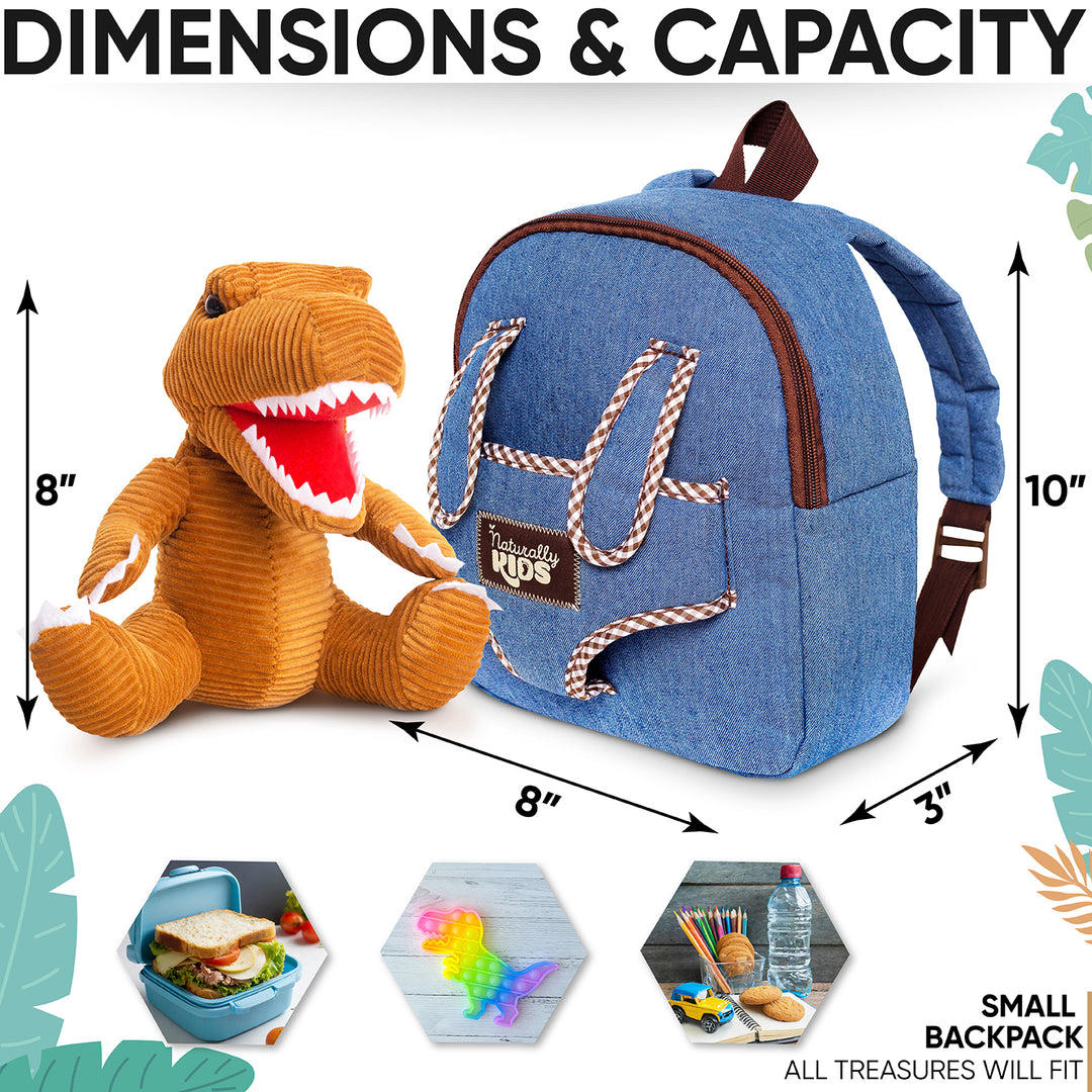 🦖 Toddler Backpack w. Plush Dinosaur Toy — Dinosaur Backpack for Kids 3-5