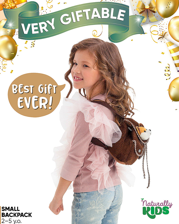 🐭 Toddler Corduroy Backpack with Plush Mouse / Rat Stuffed Toy — MINI Preschool