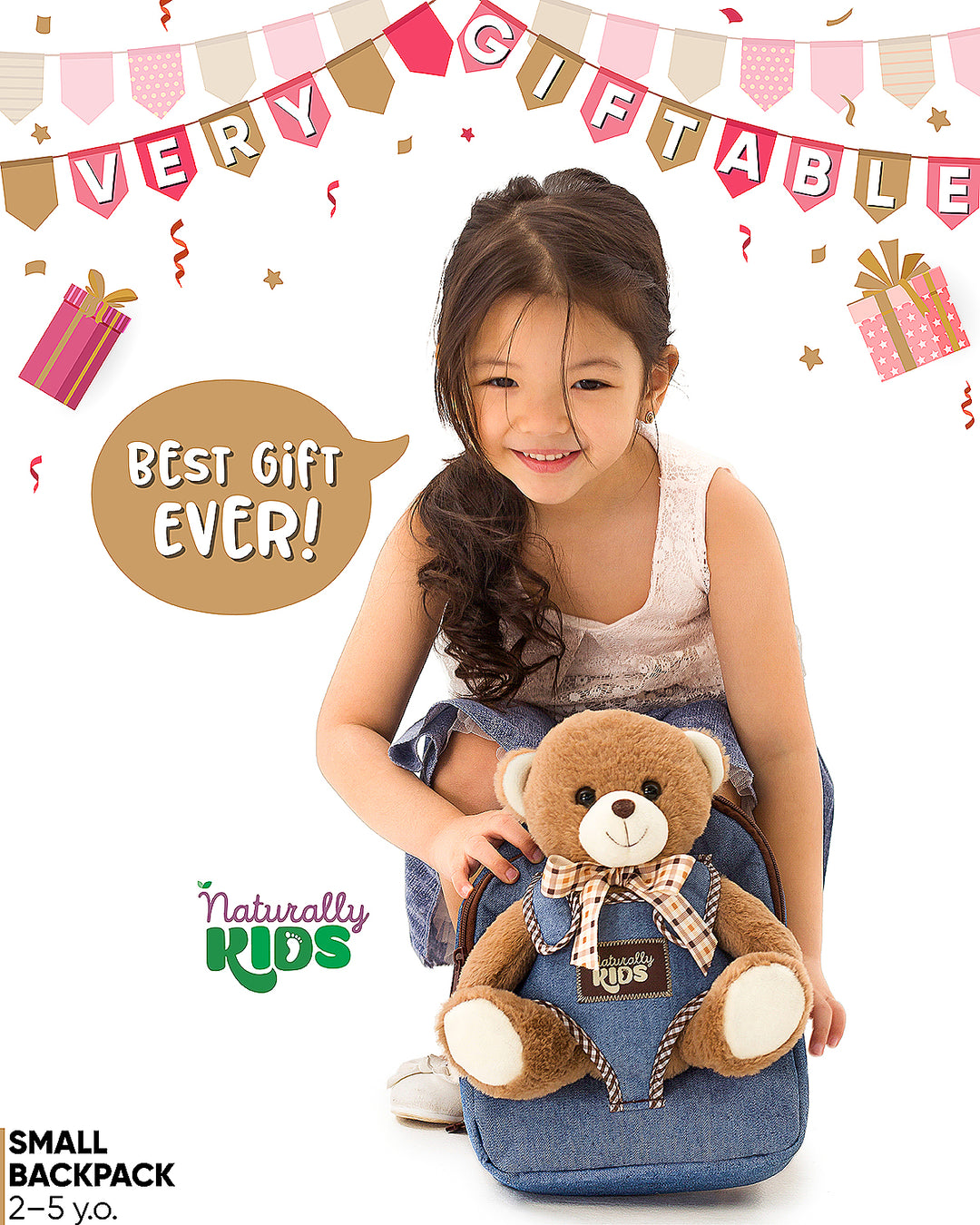🧸 Toddler Backpack with Plush Teddy Bear Stuffed Toy — SMALL Preschool