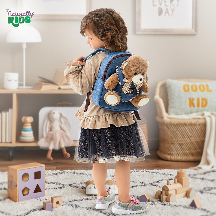 🧸 Toddler Backpack with Plush Teddy Bear Stuffed Toy — SMALL Preschool