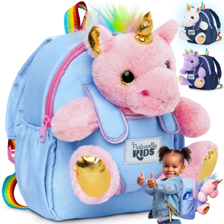 🦄 Toddler Unicorn Backpack &amp; Pink Stuffed Unicorn Plush Toy — SMALL