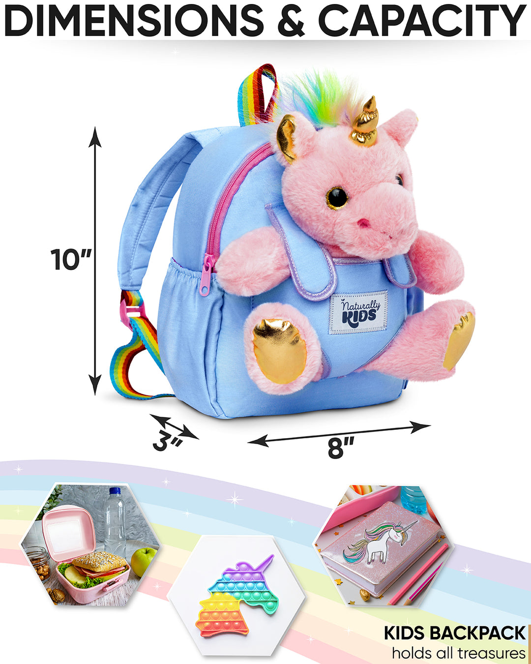 🦄 Toddler Unicorn Backpack with Pink Plush Unicorn– 🦖