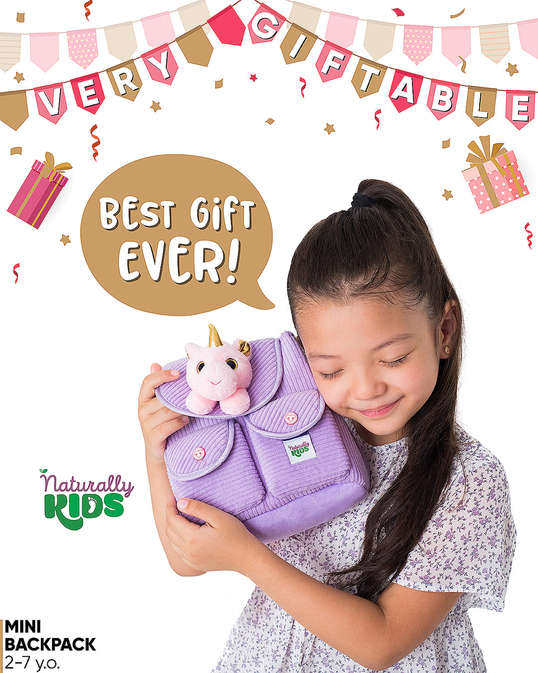 🦄 Little Toddler Backpack with Pink Unicorn — Purple Corduroy — Unicorn Gifts for Girls