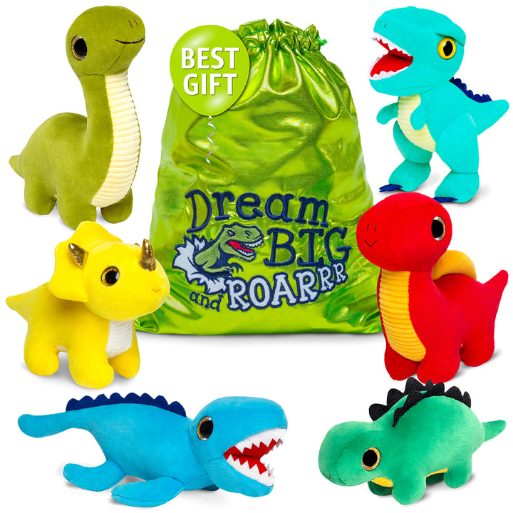 🦖 6 Dinosaur Toys with Gift Bag — Sensory Fidget Dinosaur Gifts for Boys &amp; Girls