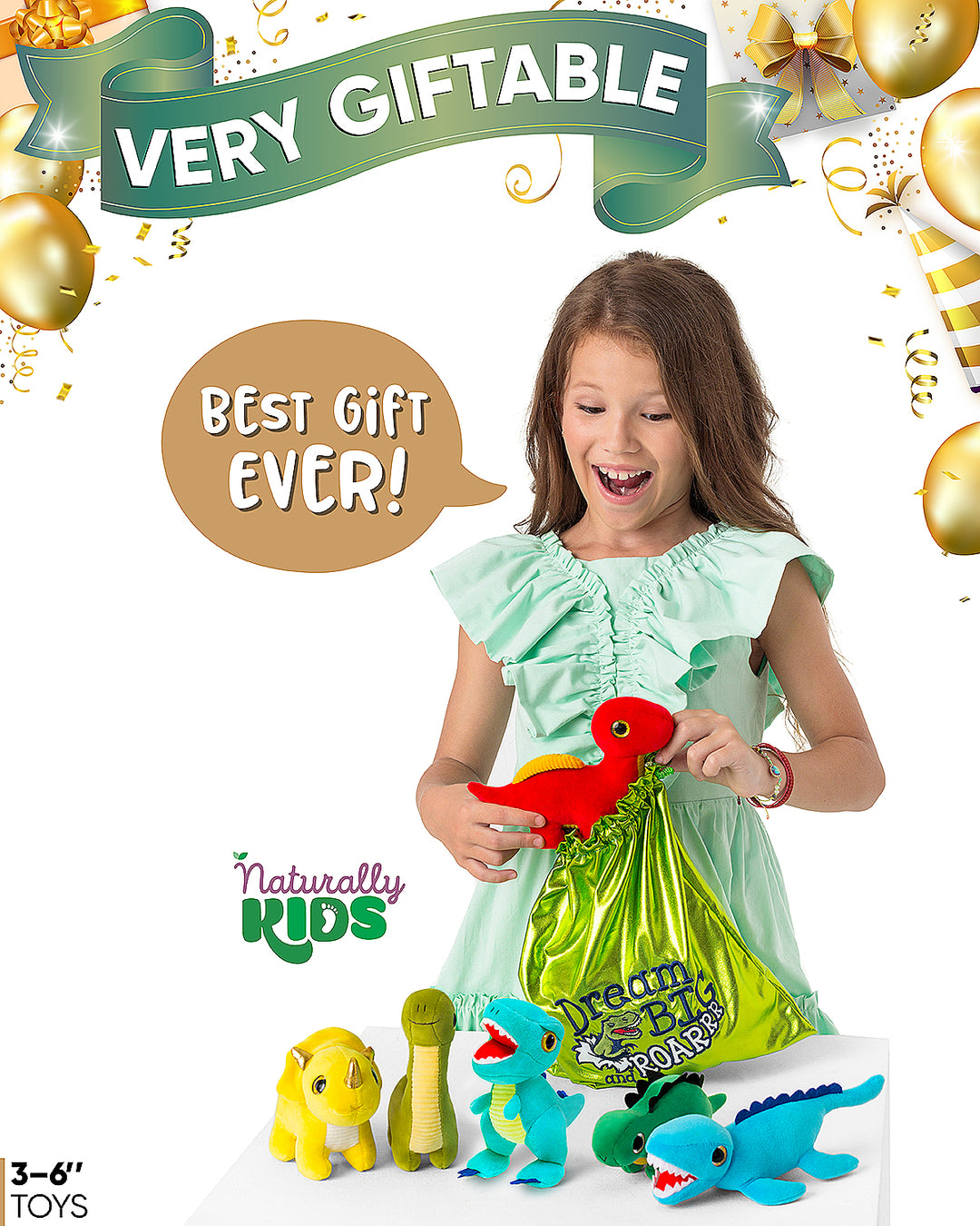 🦖 6 Dinosaur Toys with Gift Bag — Sensory Fidget Dinosaur Gifts for Boys &amp; Girls