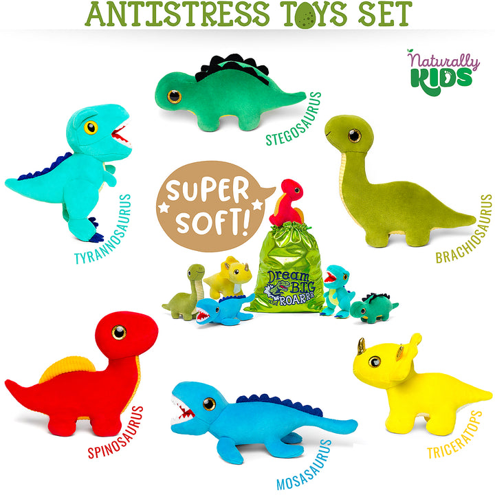 🦖 6 Dinosaur Toys with Gift Bag — Sensory Fidget Dinosaur Gifts for Boys &amp; Girls