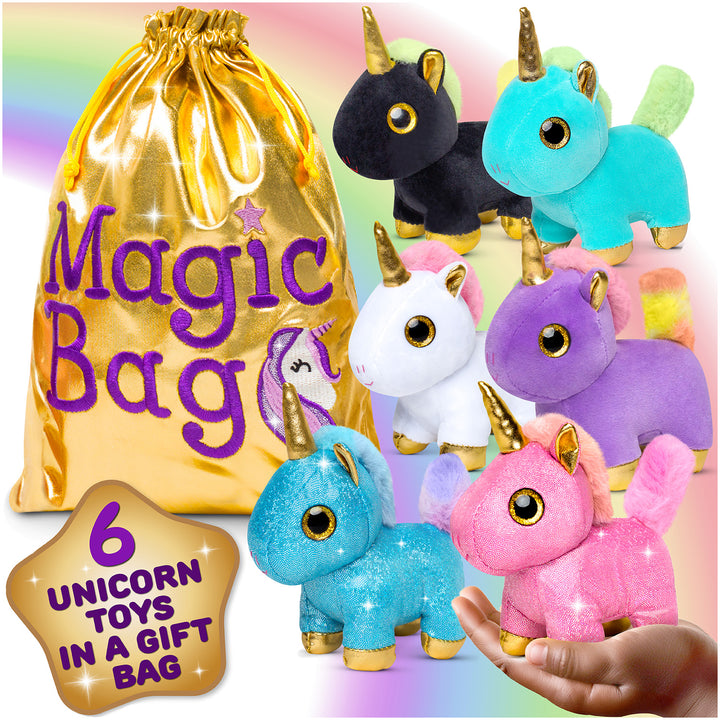 🦄 6 Unicorn Toys with Gift Bag — Sensory Fidget Unicorn Gifts for Girls &amp; Boys
