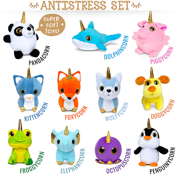 🦄 11 Unicorn Animal Toys — Sensory Fidget Plush Unicorn Creatures Gifts for Girls and Boys