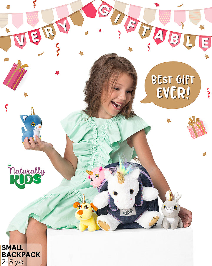 🦄 4 Plush Unicorn Toys: Dog, Pig, Cat, Rabbit in a Unicorn Backpack — Unicorn Gifts for Girls &amp; Boys