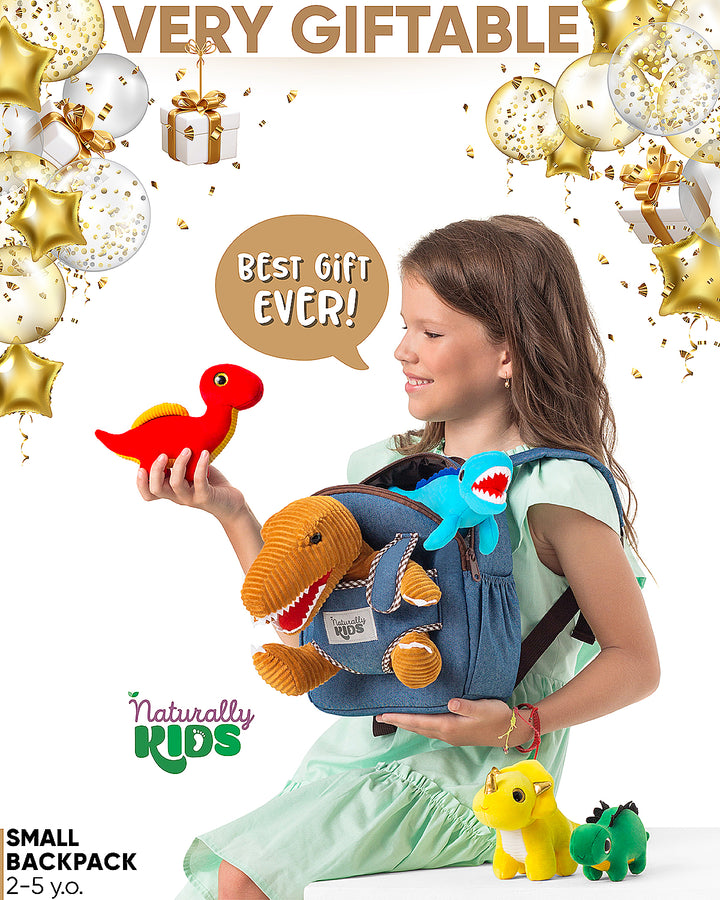 🦖 4 Dinosaur Toys with T-Rex Backpack — Dino Gifts for Boys &amp; Girls
