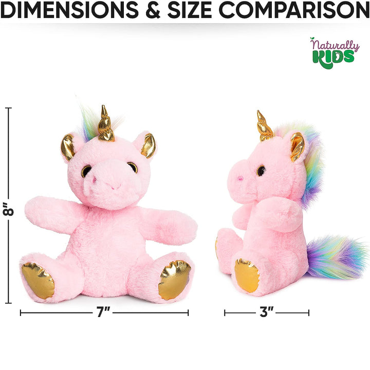 Naturally KIDS Stuffed Animal, Toddler Gifts for Boys, Girls, Plush Unicorn Toy Pink