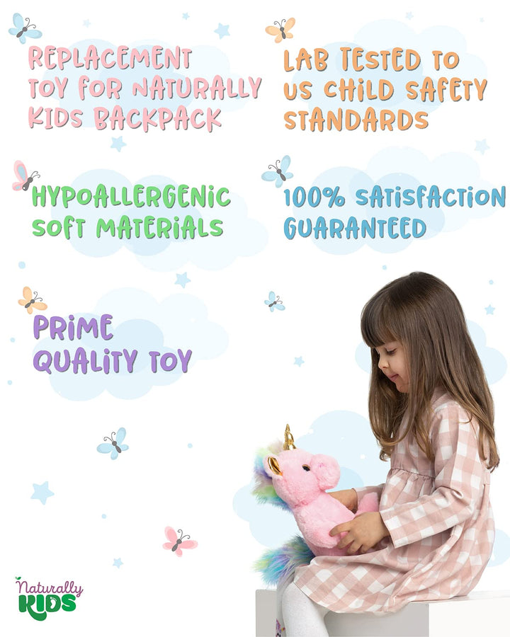 Naturally KIDS Stuffed Animal, Toddler Gifts for Boys, Girls, Plush Unicorn Toy Pink