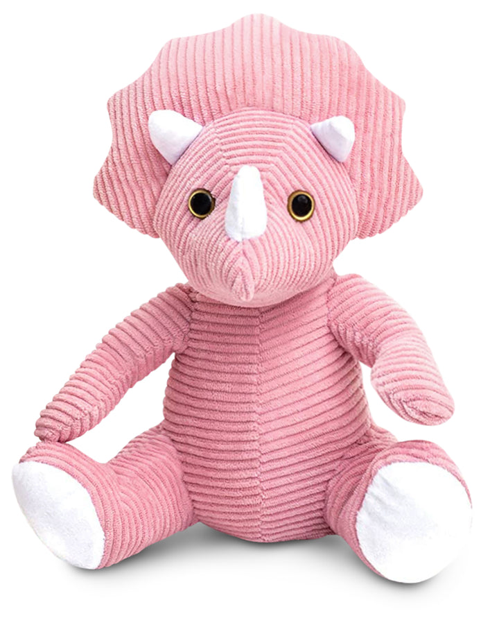 Naturally KIDS Stuffed Animal, Toddler Gifts for Boys, Girls, Plush Dinosaur Toy Pink Triceratop