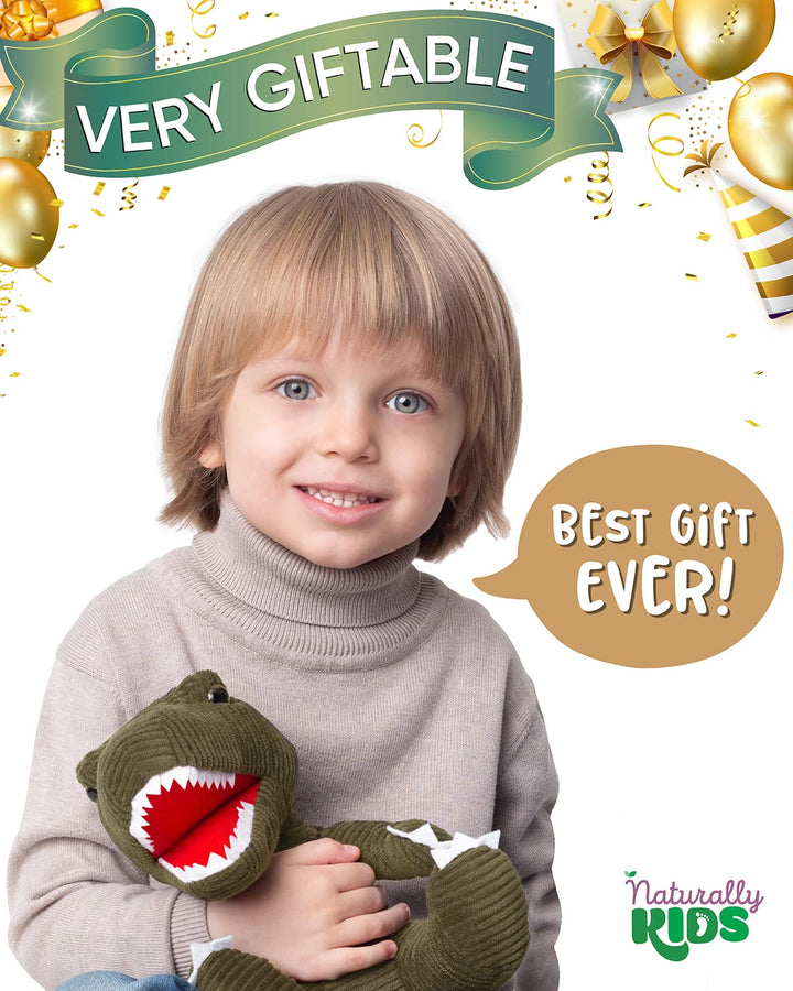 Naturally KIDS Stuffed Animal, Toddler Gifts for Boys, Girls, Plush Dinosaur Toy Green