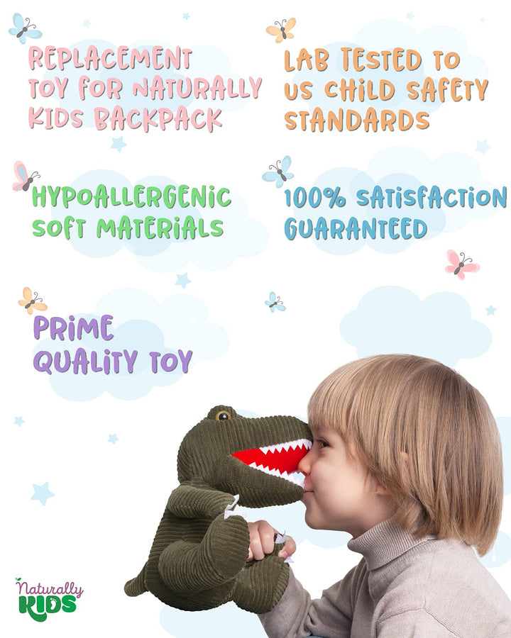 Naturally KIDS Stuffed Animal, Toddler Gifts for Boys, Girls, Plush Dinosaur Toy Green