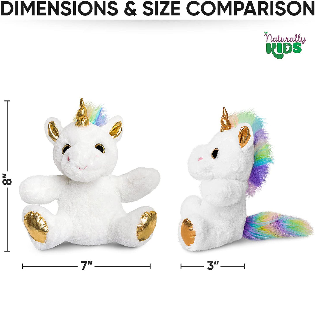 Naturally KIDS Stuffed Animal, Toddler Gifts for Boys, Girls, Plush Unicorn Toy White