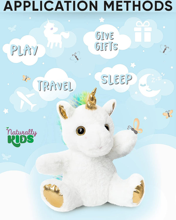 Naturally KIDS Stuffed Animal, Toddler Gifts for Boys, Girls, Plush Unicorn Toy White