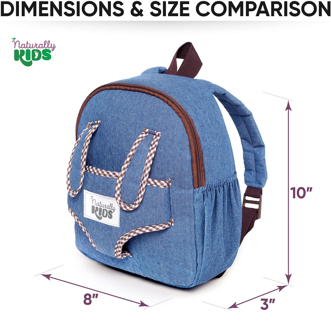 Naturally KIDS Small Toddler Backpack for Animal Toys for Kids 3-5 - Toys for 3 4 5 6 Year Old Boys Birthday Gifts — Carrier Backpack for Stuffed Animals Toys