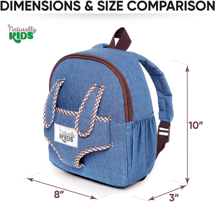 Naturally KIDS Small Toddler Backpack for Animal Toys for Kids 3-5 - Toys for 3 4 5 6 Year Old Boys Birthday Gifts — Carrier Backpack for Stuffed Animals Toys