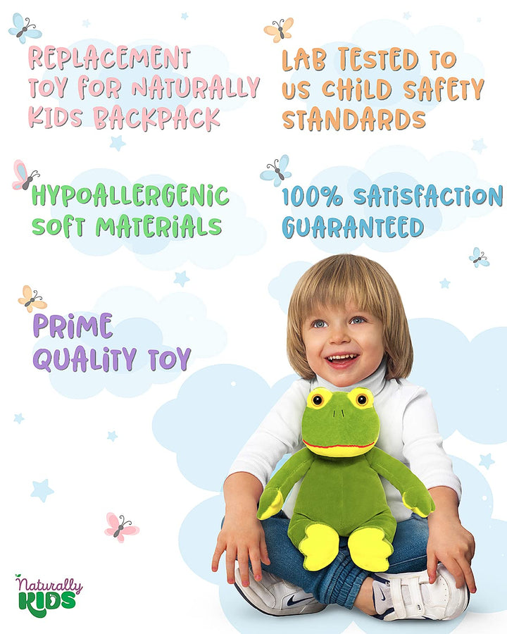 Naturally KIDS Stuffed Animal, Toddler Gifts for Boys, Girls, Plush Frog