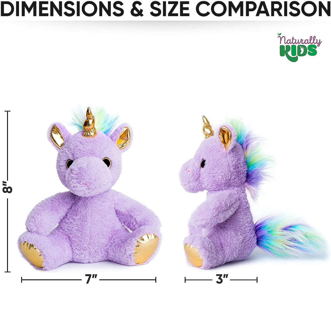 Naturally KIDS Stuffed Animal, Toddler Gifts for Boys, Girls, Plush Unicorn Toy Purple