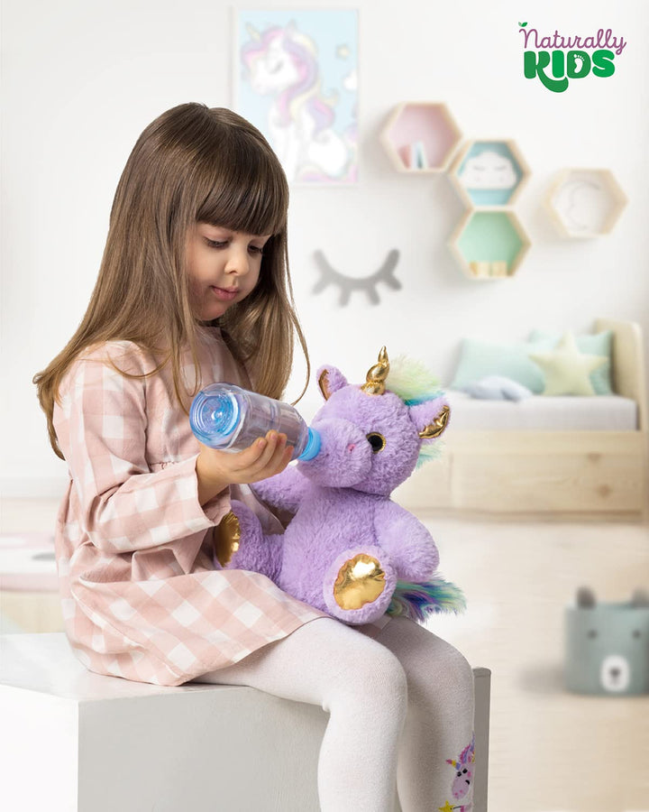 Naturally KIDS Stuffed Animal, Toddler Gifts for Boys, Girls, Plush Unicorn Toy Purple