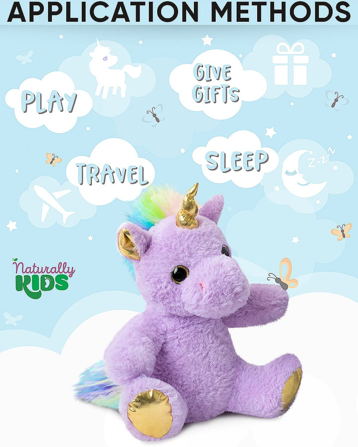 Naturally KIDS Stuffed Animal, Toddler Gifts for Boys, Girls, Plush Unicorn Toy Purple