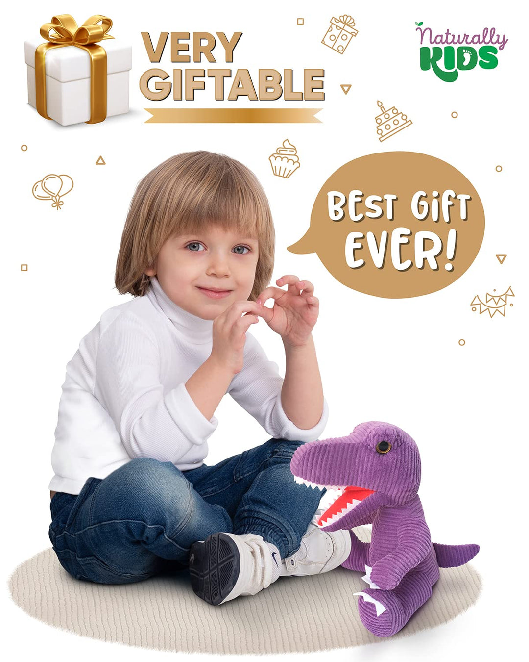 🦖 Toddler Purple Dinosaur Plush T-Rex Stuffed Toy