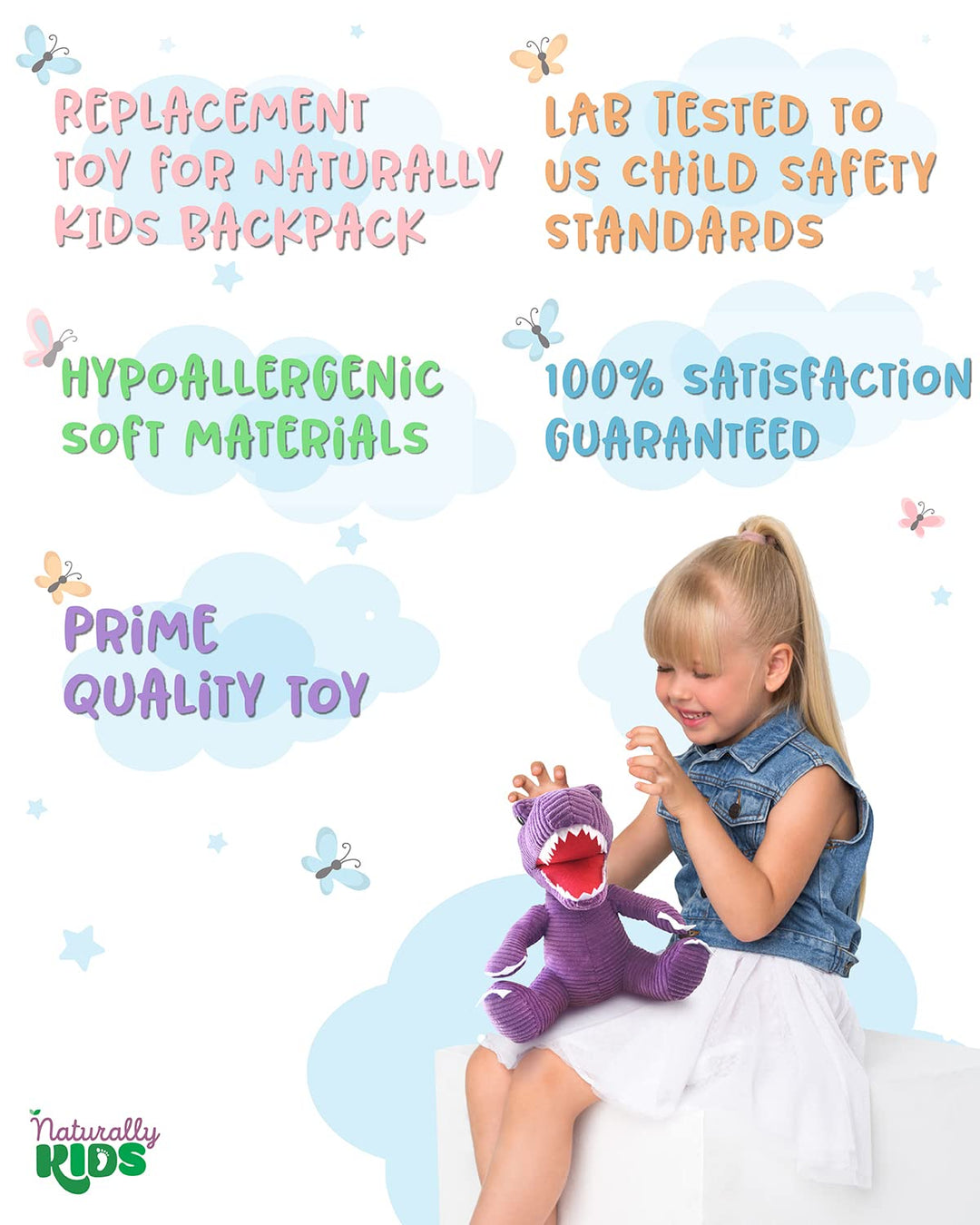 🦖 Toddler Purple Dinosaur Plush T-Rex Stuffed Toy