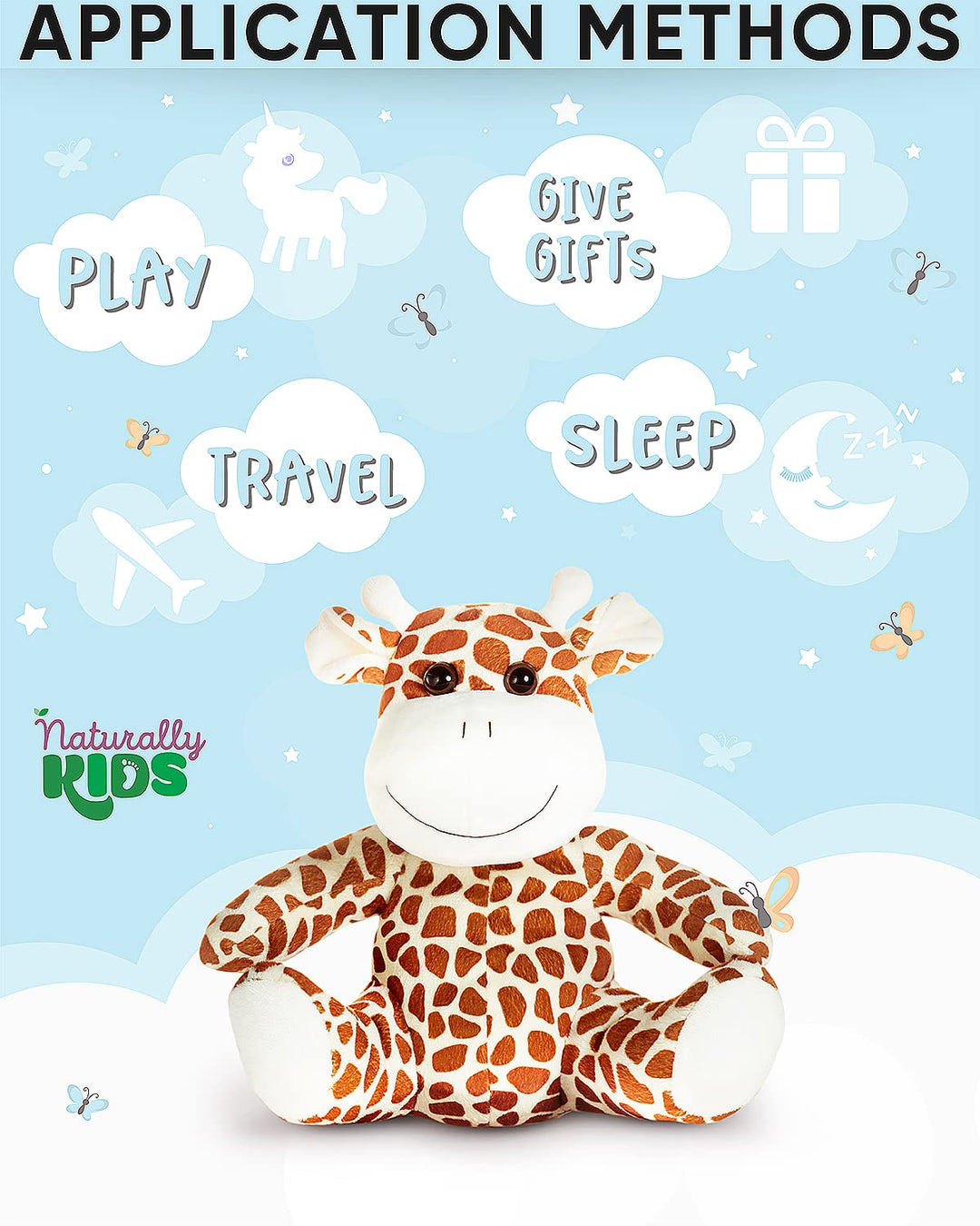 Naturally KIDS Stuffed Animal, Toddler Gifts for Boys, Girls, Plush Giraffe