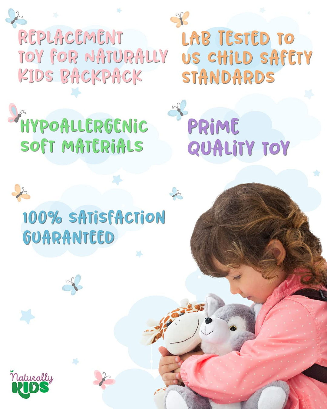 Naturally KIDS Stuffed Animal, Toddler Gifts for Boys, Girls, Plush Giraffe