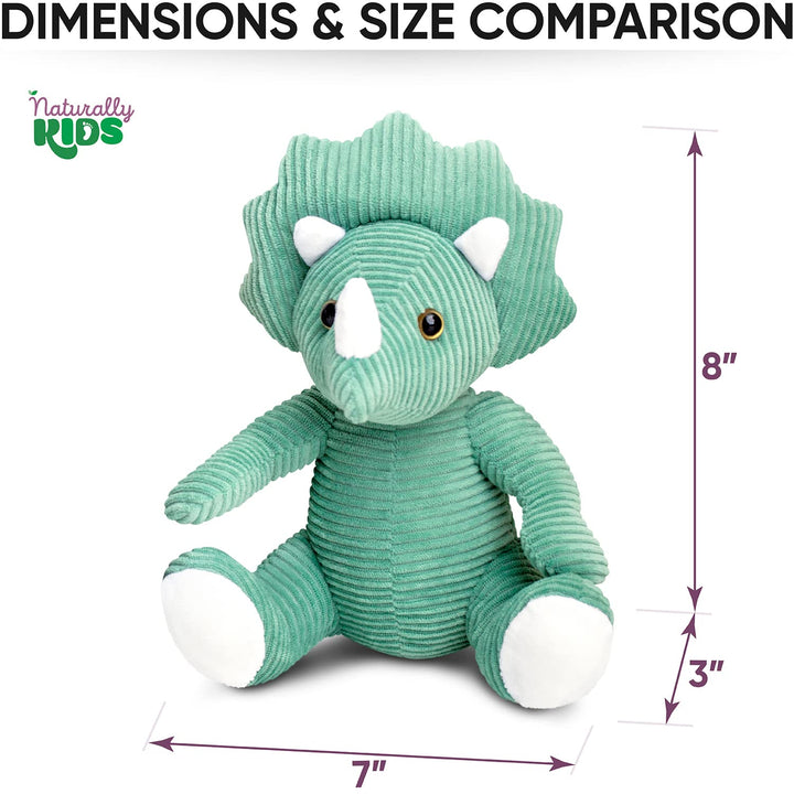Naturally KIDS Stuffed Animal, Toddler Gifts for Boys, Girls, Plush Dinosaur Toy Green Triceratops
