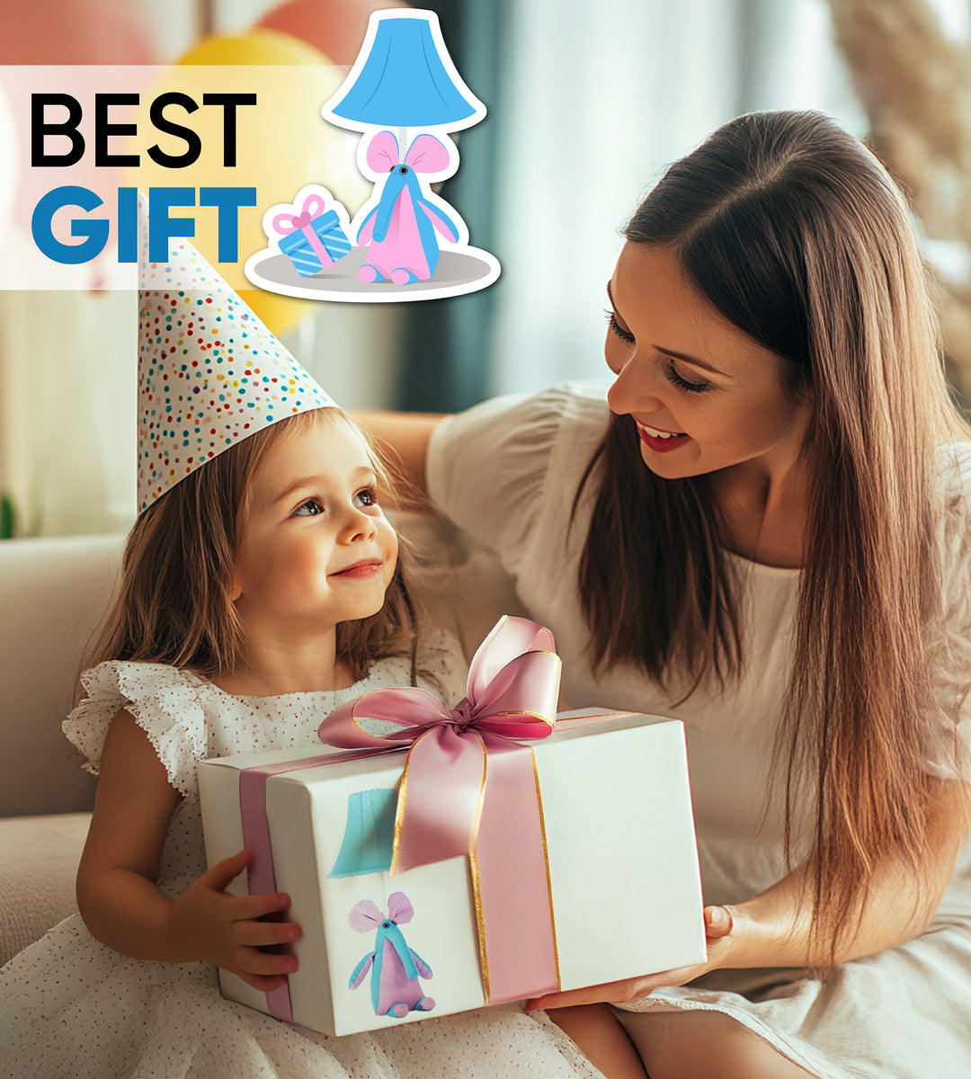 🐘 Elephant Lamp for Kids’ Room, Kids Lamp for Girls Bedroom — Birthday Gift