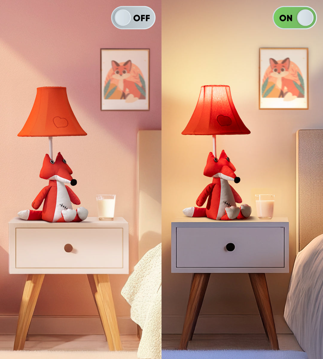 🦊 Fox Lamp for Kids’ Room, Sitting Fox Kids Lamp for Girls Bedroom — Birthday Gift