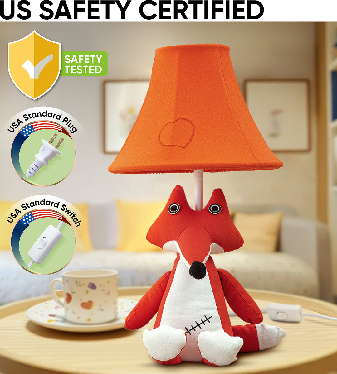 🦊 Fox Lamp for Kids’ Room, Sitting Fox Kids Lamp for Girls Bedroom — Birthday Gift