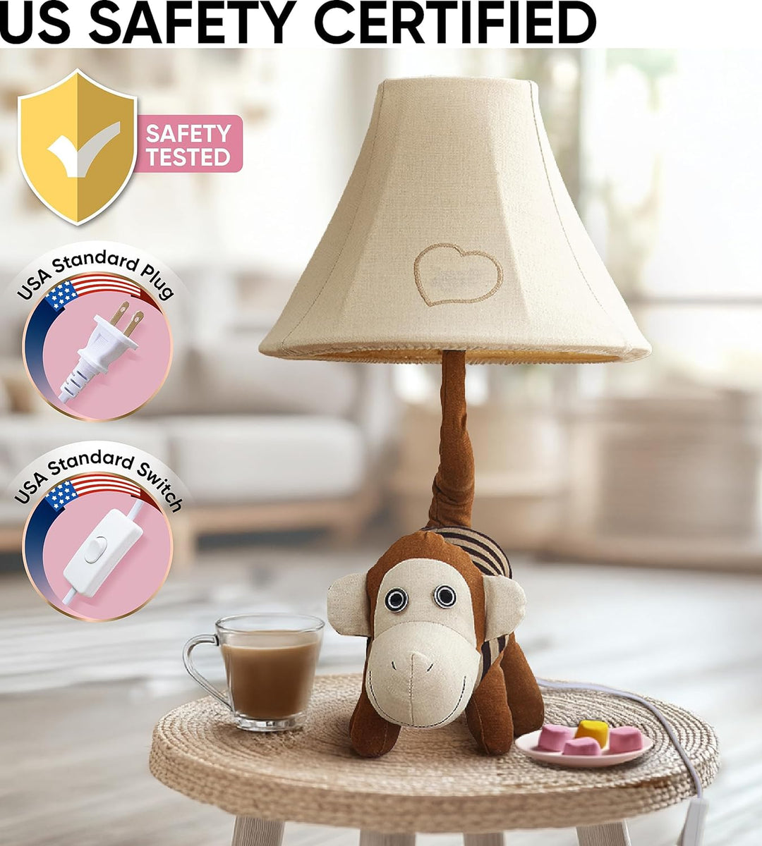 🐵 Monkey Lamp for Kids’ Room, Kids Lamp for Boys Bedroom — Birthday Gift