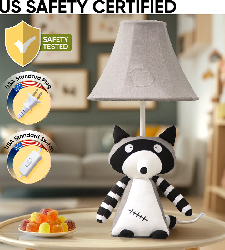 🦝 Raccoon Lamp for Kids’ Room, Sitting Raccoon Kids Lamp for Boys Bedroom — Birthday Gift