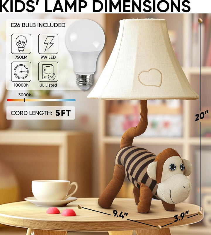 🐵 Monkey Lamp for Kids’ Room, Kids Lamp for Boys Bedroom — Birthday Gift