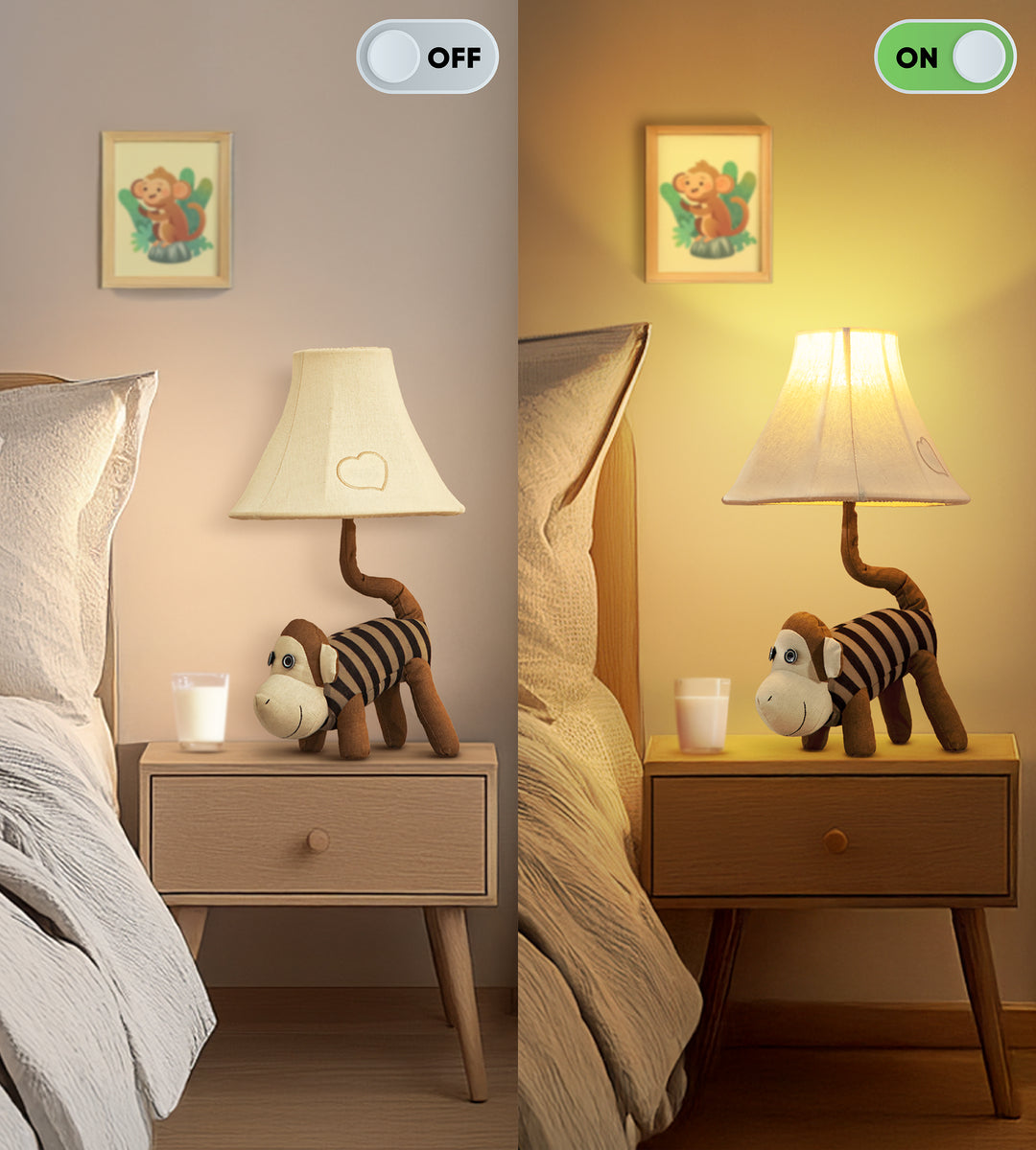 🐵 Monkey Lamp for Kids’ Room, Kids Lamp for Boys Bedroom — Birthday Gift