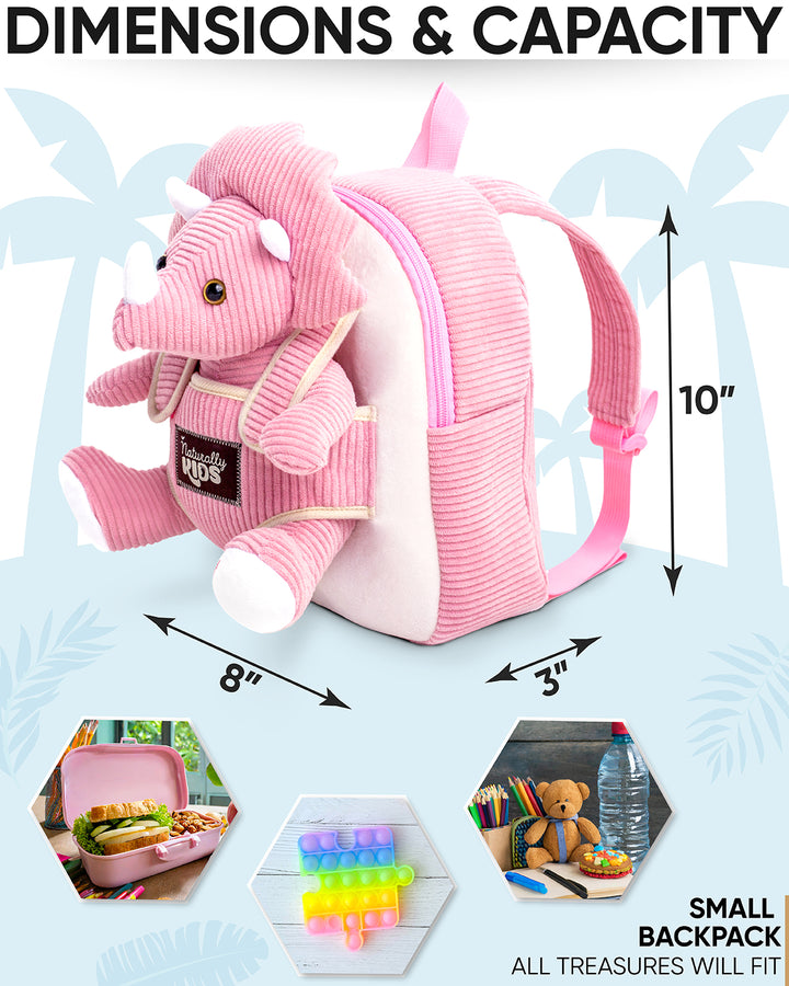 Toddler Backpack w Dinosaur Toys, 2 Year Old Girl Gift, 3 Year Old Girl Boy Gift, Toddler Dinosaur Triceratops