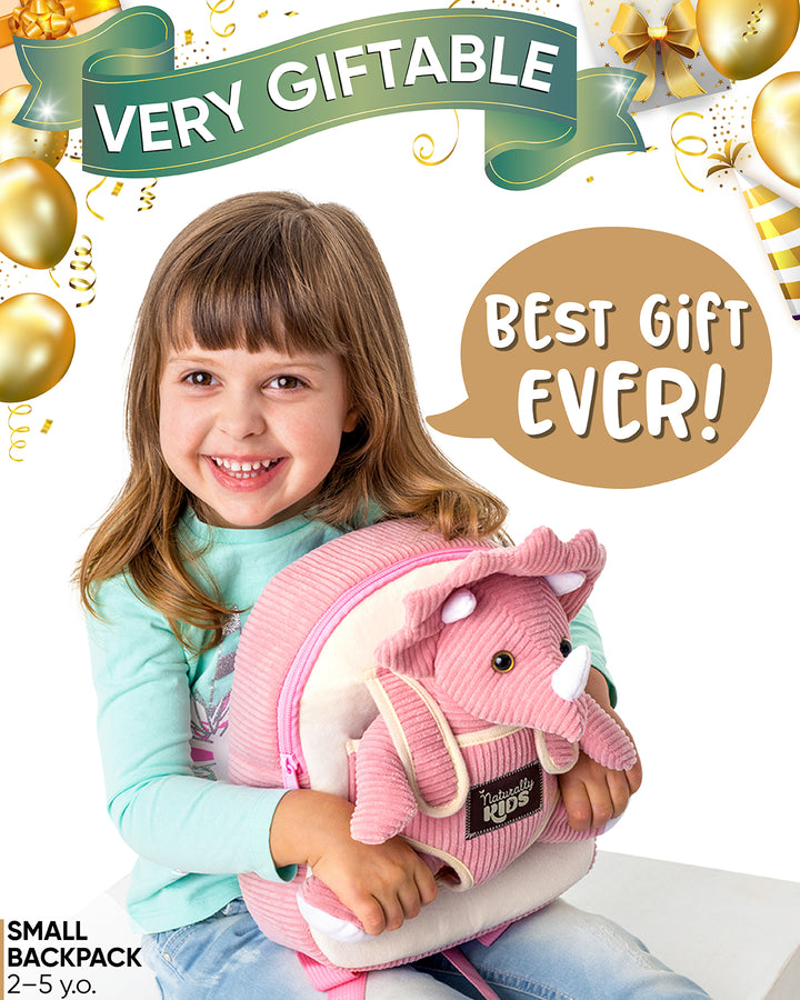 Toddler Backpack w Dinosaur Toys, 2 Year Old Girl Gift, 3 Year Old Girl Boy Gift, Toddler Dinosaur Triceratops