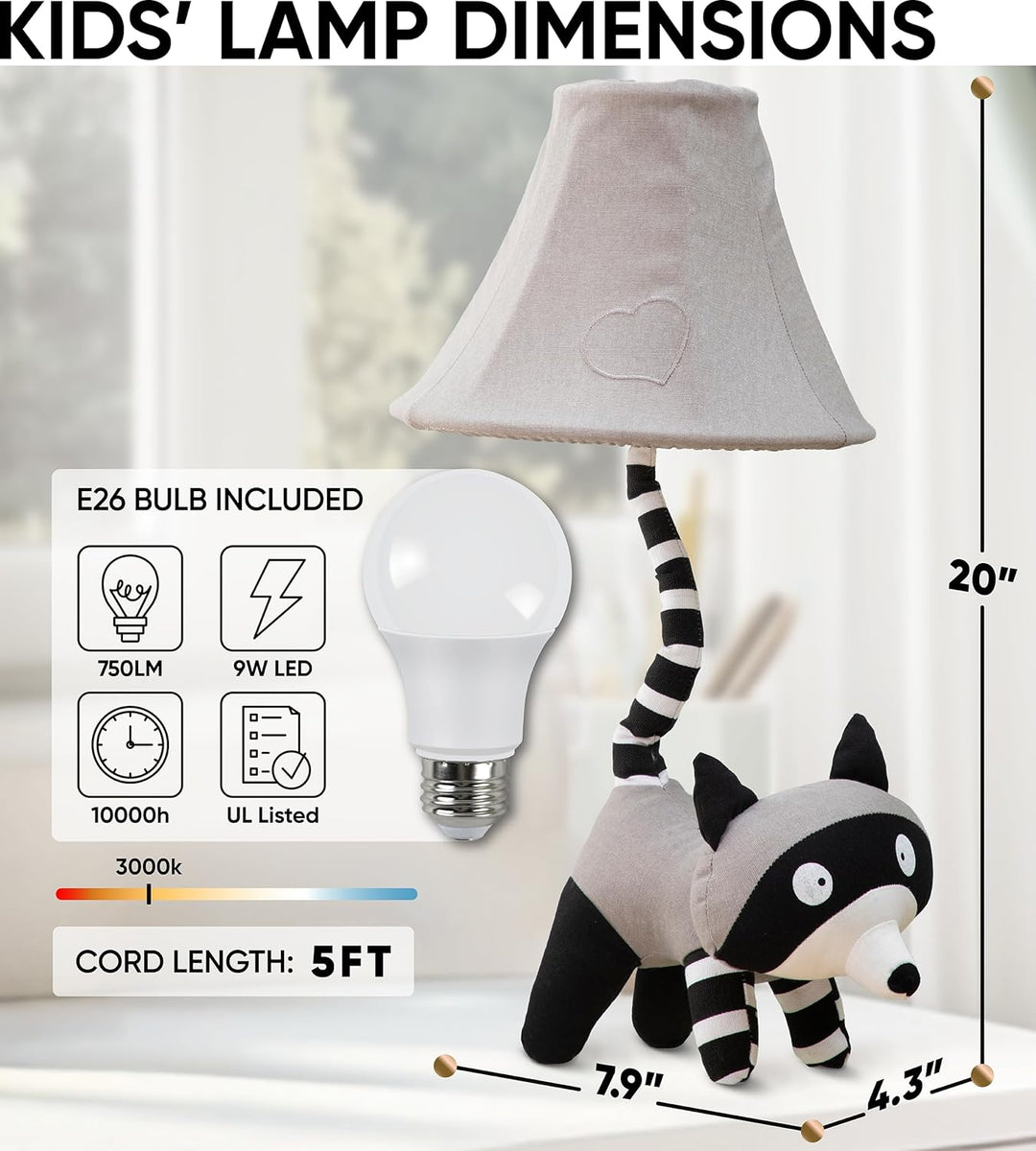 🦝 Raccoon Lamp for Kids’ Room, Standing Raccoon Kids Lamp for Boys Bedroom — Birthday Gift